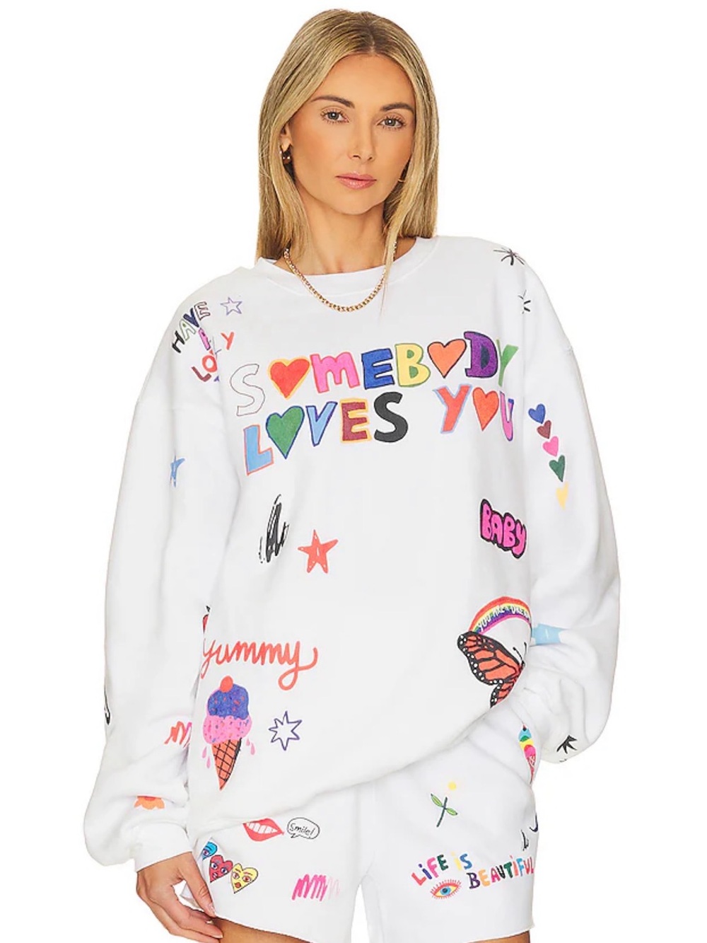 The Mayfair Group Somebody Loves You Crewneck Sweater One Size Kidcore Y2K Artsy
